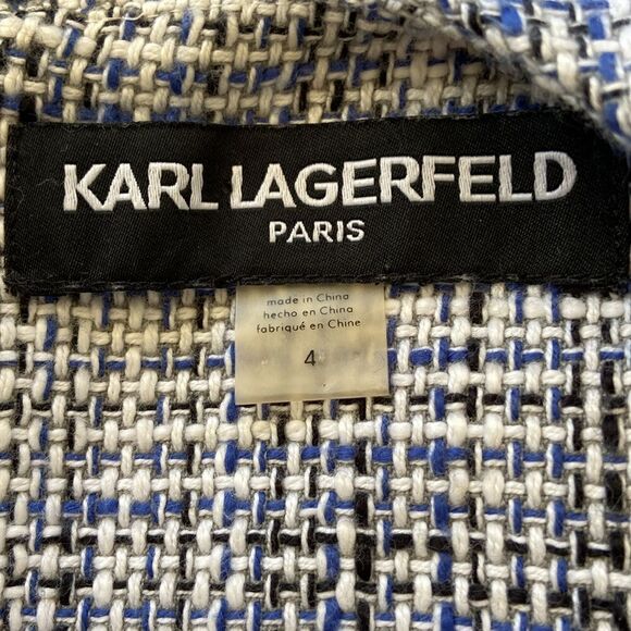 Karl Lagerfeld Paris Dress Sheath Blue/White Tweed NWOT Sz 4 - Picture 8 of 8